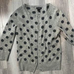 Philosophy Gray and Black Polka Dot Cardigan